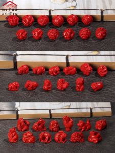 Red Vermilion Twelve Zodiacs Spacer Beads round Beads DIY Bracelet Weaving Handmade Stringing Material Buddha Beads Jewelry Accessories