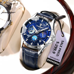 POEDAGAR Đồng Hồ Cho Nam Giới Ban Đầu Trên Bán Kinh Doanh bầu trời đầy sao Không Thấm Nước Đồng hồ phát sáng Ngày Nam Thường Ngày Đồng Hồ
