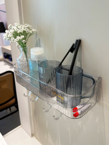 Acrylic Wall-Mounted Bathroom Shelf Luxury Cosmetic Storage Rack No-Drilling Required Toilet Washstand Organizer Holder
