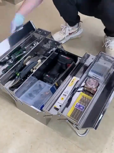 Stainless steel toolbox storage box Multi-layer folding box Car storage large portable luggage