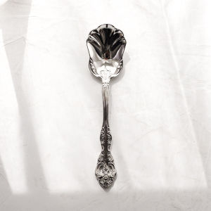 18-10 Stainless Steel 316 French Entry Lux Ins Vintage Embossed Baroque Noble Afternoon Tea Shell Dessert Spoon