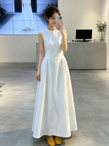 cenzcci | Đầm Dài Tay Ngắn Phong Cách Pháp Trắng