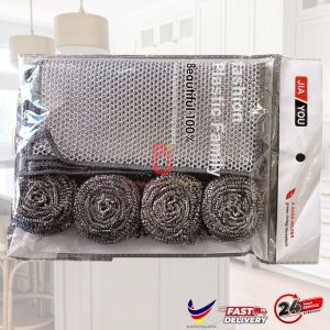 Set Pengosok Kain Dan Berus Keluli/Stainless steel Wire Cleaning Cloth Pot Pan/Steel Scrubbing Ball