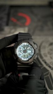 Jam Tangan Pria Casio G-Shock GA-110CD-1A2 Analog Digital Blue Dial Black Resin Band