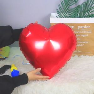 18 Inch Love Heart Shape Foil Balloons Proposal Engagement Anniversary Valentines Bride Metallic Chrome Red 18" Balloon