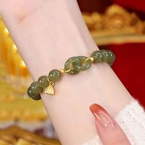 T01 (Beli 2 dapat bonus) COD Gelang double ring hijau titanium wanita original