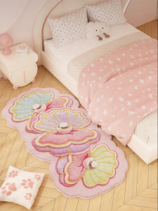 ZHIBAIJIA | Pink Cute Pearl Girl Bedroom Cartoon Bedside Easy-care Rug