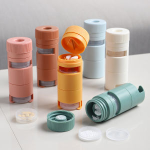 3 in 1 Portable Pill Cutter&Crusher with Pill Holders 7 Day Small Compartments Daily Medicine Storage Box