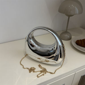 Elegant Moon Shaped Dinner Bag Fashionable Handbag Shoulder Crossbody Bag Womens Purse Stylish Acrylic Solid Color Clutch