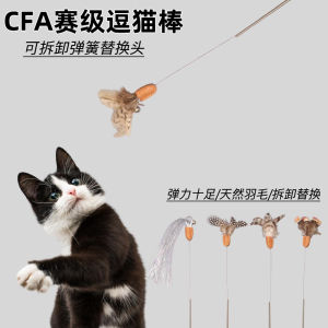 Competition Level Cat Toy Stick Natural Feather Spring Head Tassel Sound Producing Kitten Entertainment Pet Supplies