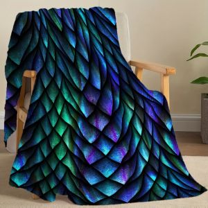 Chăn Flanel In Họa Tiết Vảy Rồng 1 Chiếc Ấm Áp Thoải Mái Chất Liệu Lông San Hô Dùng Cho Ghế Sofa Giường Phong Cách Hiện Đại Chất Liệu Polyester Quà Tặng Lễ Hội Giáng Sinh Dùng Được Quanh Năm