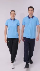 BCS SPORT เสื้อคอโปโลแขนสั้น PERFECT POLO สีฟ้า (มีไซส์ S-8L แยกชาย/หญิง ) รหัส P006 เนื้อผ้า SMOOTH POLYESTER