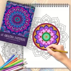 Sách Tô Màu Dành Cho Người Lớn - 60 Trang Sách Vẽ Màu Bằng Bút Chì Với Thiết Kế Mandala Sáng Tạo Giúp Giảm Căng Thẳng Để Thư Giãn Và Giải Trí