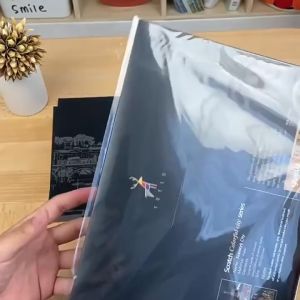 Set 4 tranh cạo phong cảnh kèm cọ khổ A4 LIM DIY