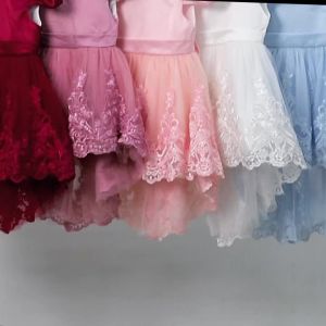 Baby Girls Birthday Princess Dress Toddler Clothes Infant Bowknot Lace Flower Girl Party Dresses Kids Trailing Wedding Prom Gown