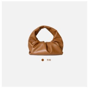 Genuine Leather Handbag Shoulder Bag Folded Design Underarm Bag Cloud Shape Soft British Style Casual Purse for Young Adults
