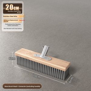 MONLEYTA | Long Handle Stainless Steel Wire Brush Floor Cleaning Brush For Removing Algae Ideal Scouring Brush For Washing And Sweeping