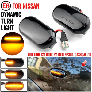 2x Dynamic LED Fender Sider Marker Turn Signal Lamp Light Flowing Sequential Repeater Blinker Indicator For Nissan Navara D40 Cube Micra Note Tiida Latio Qashqai Grand Livina 350Z