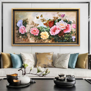 New 2025 Diamond Painting Wealthy Peony Flower Modern Chinese Style Living Room Office Cross Stitch Kit White Color Home Fabric