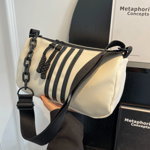 Túi Đeo Chéo Đơn Đeo Vai Rộng Bằng Vải Nylon Thời Trang Mùa Hè Cho Nữ Túi Đeo Chéo Thường Ngày Có Khóa Kéo Màu Trơn