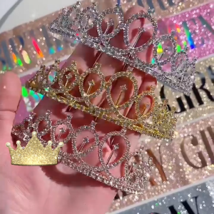 Birthday Crown Fashion Princess Hair Accessories Queen Girl Princess Party Need Belt Party Decoration Queen Crown Jewelry Gift