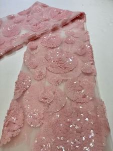 Nigerian Sequins Embroidery Lace Fabric Luxury French African Lace Sequins Fabric For Wedding Women Dress Home Decoration Fabric