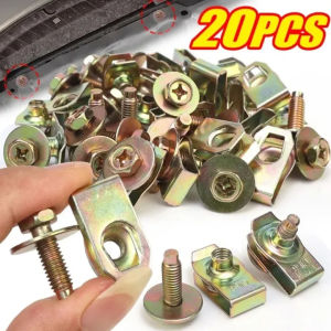 [Pphha] 20 cái chốt Kẹp lò xo xe hơi & Ốc chữ U ốc vít tự khai thác bọc động cơ thanh chắn đầu xe m4/M5 phụ tùng đinh tán tự động xe tải Moto thông dụng