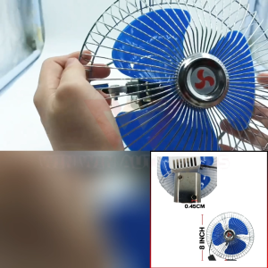 8" inch Kipas Lorry Fan Pengepit Clip DC 12V/24V Rotating Speed Lori Car Adjustable Fast Cooling Angin Kuat Truck