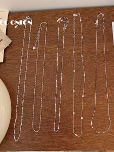 Basic 925 สร้อยคอเงินผู้หญิง Bare Minimalist เรียบหรู งูโซ่หรูหรา Clavicle Chain คอ