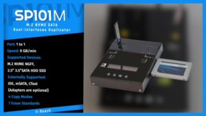 UReach SP151M 1 to 1 M.2 NVME SATA HDD SSD Cloner & Eraser 24GB/min High Speed Data Duplication