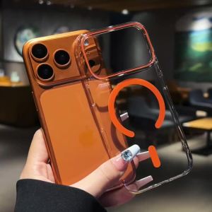 Luxury for Magsafe Transparent Hard Case for iPhone 14 15 16 17 Pro Max Air Magnetic Double Color Clear Ultra Slim Thin PC Cover