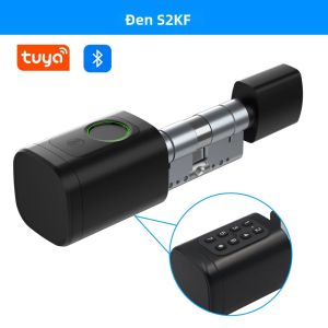 Khóa Kỹ Thuật Số Điện Tử Hình Trụ Thông Minh Tuya Với Mật Khẩu Vân Tay Ứng Dụng Thẻ Bluetooth Chìa Khóa Cơ Học Thay Thế Dễ Dàng Cho Cửa Gỗ Chạy Bằng Pin 4AAA