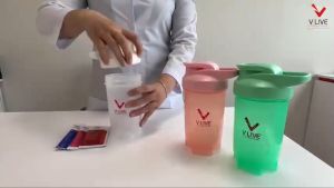 vlive Bình nước bình lắc v live bcalivinghcm thể thao 500ml có quả lắc lò xo an toàn cho sức khỏe