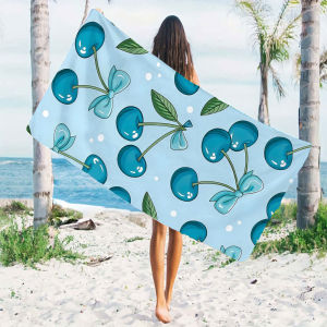 Blue Cherry Beach Towels Ultra Lightweight Quick Drying Super Absorbent Summer Essential Fast-Drying Towel for Beach