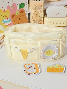 จัดส่งตอนนี้Ins ซูเปอร์ความจุขนาดใหญ่ชีสขนมปังปิ้ง diy กระเป๋าใส่ดินสอปักลายกล่องใส่เครื่องเขียนหลายชั้นความจุขนาดใหญ่กระกล่องดินสอจุได้ขนาดใหญ่