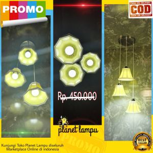 LAMPU GANTUNG HIAS 3 IN 1 KAP MINIMALIS DEKORASI RUANG TAMU CAFE PLAFON ATAP MODERN KAP LAMPU KUNING (NANO 3 KUNING)