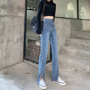Quần Jeans Ống Loe Cạp Cao Cho Nữ Quần Jeans Denim Co Giãn Ôm Dáng Mùa Thu Mới Quần Dài Đến Sàn Có Cổ Tay Tay Loe