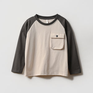 170cm Large Childrens Pure Cotton Long Sleeve Base Shirt Student Top for Boys And Girls Spring Autumn Casual Straight Cut T-Shirt