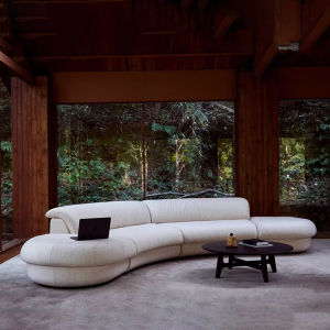 French Style Arc Sofa Luxury Minimalist Designer Beauty Salon Sample Room High End Home Furniture Velvet Fabric Circular Settee