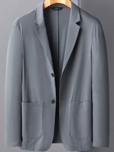 Áo Khoác Nam Mùa Hè Mỏng Bằng Lụa Băng Thường Ngày Siêu Mỏng Dài Tay Cổ Điển Màu Trơn Chất Liệu Nylon Phong Cách Công Sở