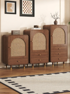 Space-saving Retro Woven Rattan Cabinet