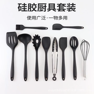 Silicone Cooking Utensils Cake Pastry Non-Stick Spatula Shovel soup spoon Handle BPA Free Kitchen Cook Fry Egg Baking