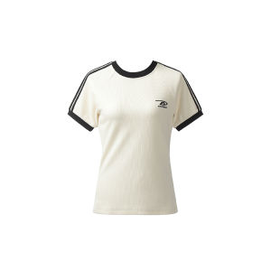 A chock | Color-blocked Retro Slim Fit Round-neck Short-sleeved T-shirt