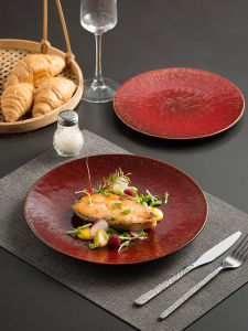 High-End Ceramic Steak Plate round Pasta Dish Home Use Hotel Personalized Main Course Plate Western Dining Utensils Dish