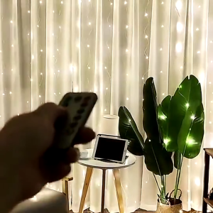 3M 300 LED Window Curtain Light USB Plug In LED String Lights Waterproof Fairy Light 8 Modes Remote Control Hanging Curtain String Lights For Indoor Outdoor Wedding Christmas Party Decorations 9.8 X 9.8Ft