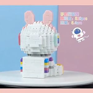 Mainan kartun LED Glowing Astronot Spaceman Mainan Balok Susun Disney Bulan Model Nano Block DIY