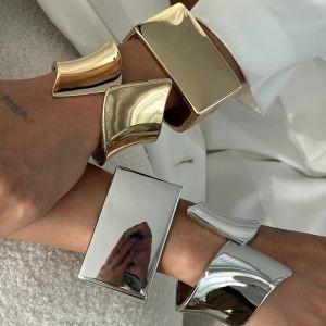 Ingemark | Ingemark Vintage Creative Irregular Wide Bangles Women Punk Minimalist Smooth Alloy Bangles Trendy New Year Jewelry Gift 2025