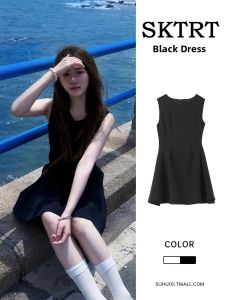 SUHUIQIAN | Sleeveless A-line Black Dress Summer