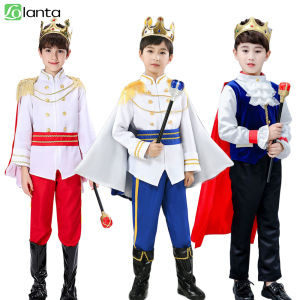 LOlanta 7Pcs Prince Pirate Costume for Kids Boys United Nation Rome Royal King Costume Prince Halloween Cosplay Wears 3-11Years