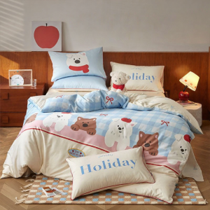 DOHIA | Cotton Cartoon Embroidery New Childrens Bed Set 4-Piece
